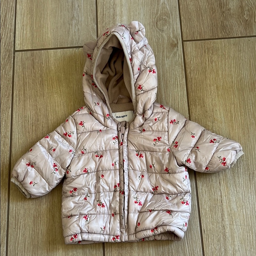 Old Navy lilac and floral Baby Jacket with Hood, size 0-3 month